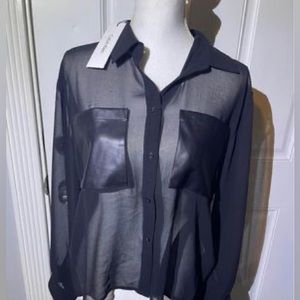 Calvin Klein Sheer Long Sleeve Shirt With Pockets. New With Tags. Size M